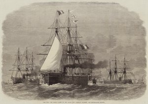 La guerra, la flotta francese nel Baltico, la nave ammiraglia, la Serveillante, in testa